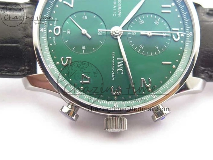 MIROTIME 0421 Elegant Portuguese IW371615 ZF 1:1 Best Edition SS Green Dial on Black Leather Strap A96355 V 7081